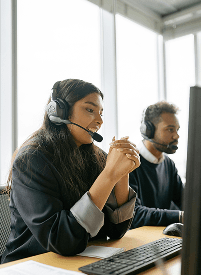 Customer service representative assisting a client.